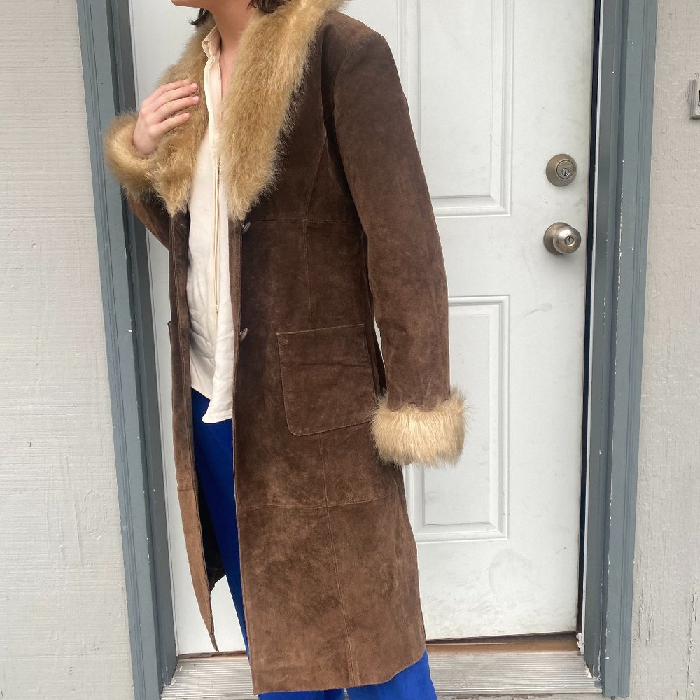 Afghan Coat Leather and Suede Brown